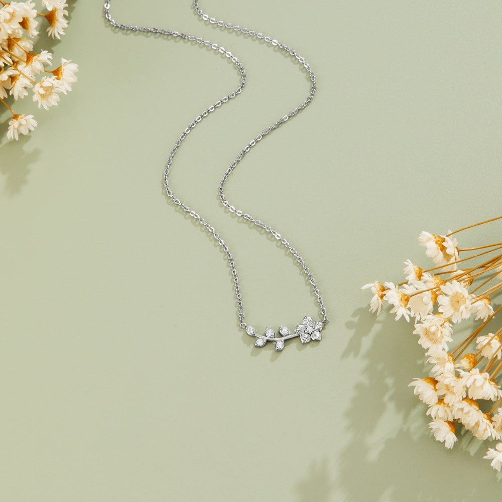 Trailing Crystal Vine Silver-Tone Necklace