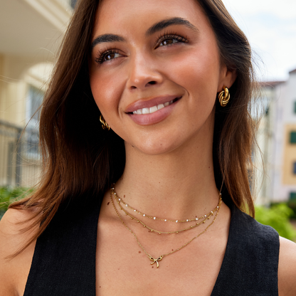Nylah Small Bead Detail Slim Chain Necklace