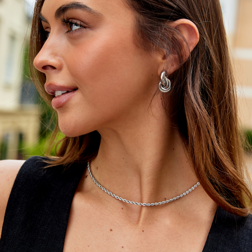Sofia Rope-Twist Silver-Tone Hoop Earrings