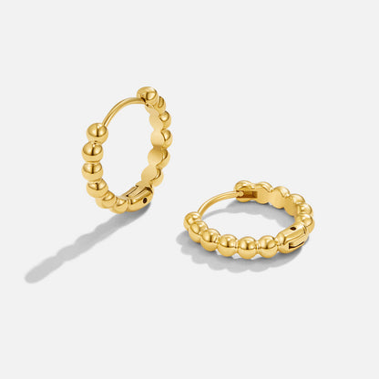 Soraya Textured Bead Gold-Tone Hoop Earrings