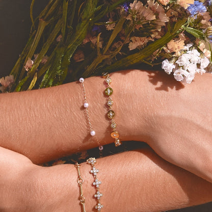 Springtime Flower Trail Gold-Tone Bracelet