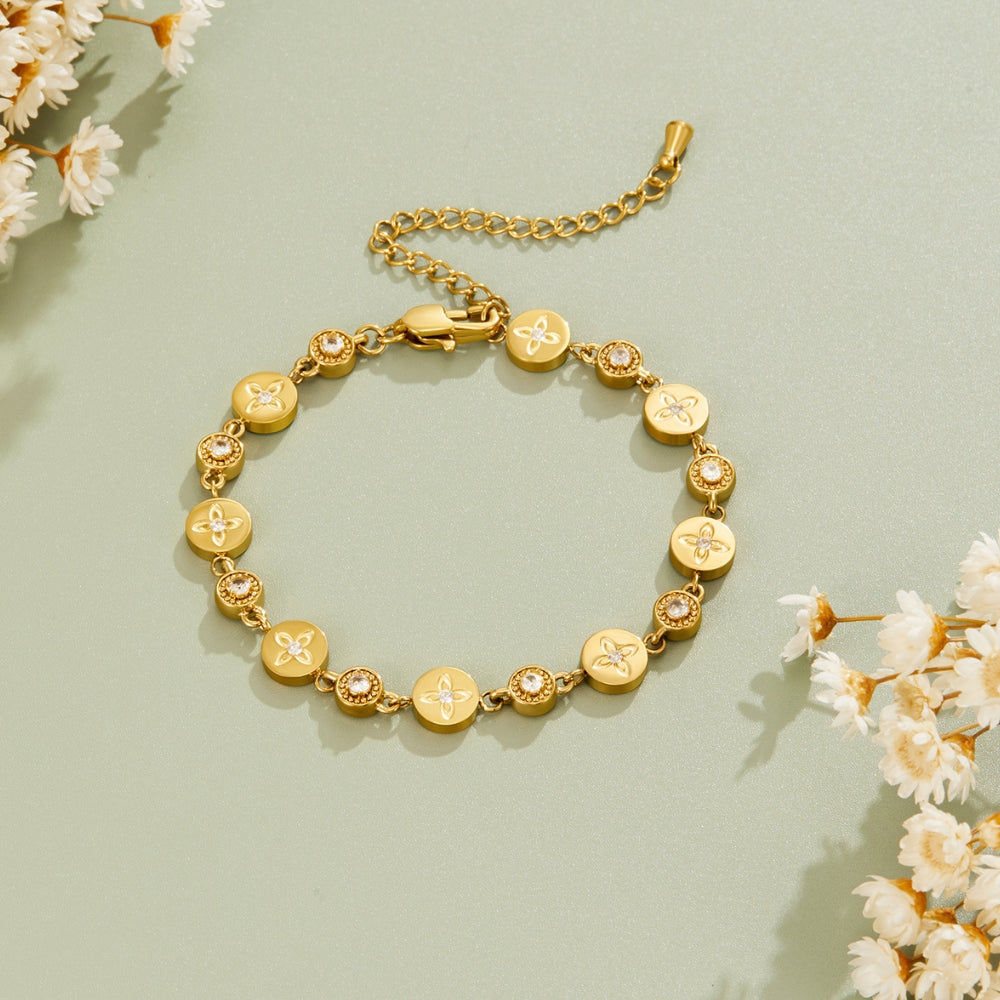 Springtime Flower Trail Gold-Tone Bracelet