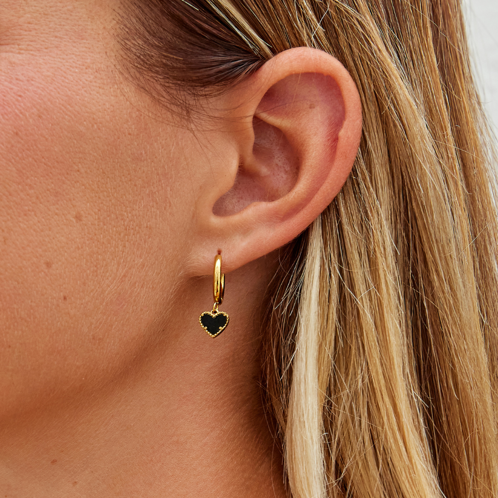 Small Heart Charm Hoop Earrings for Every Day