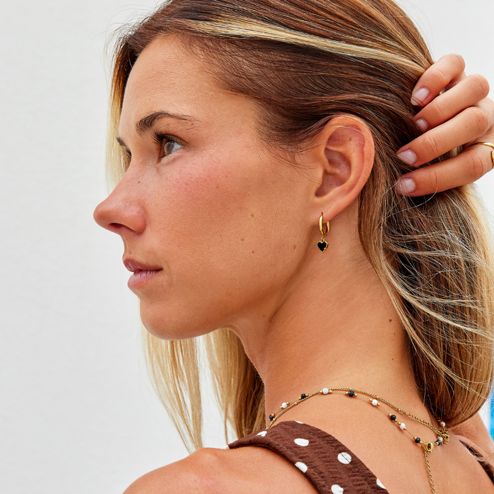 Small Heart Charm Hoop Earrings for Every Day