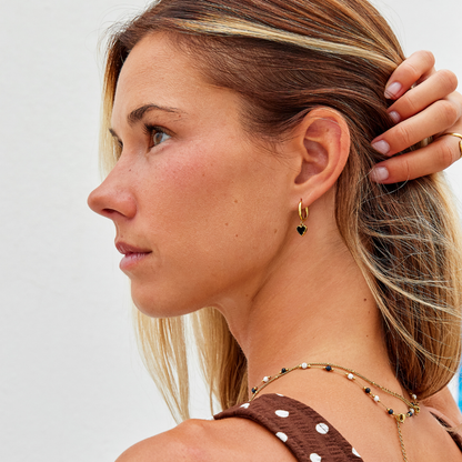 Small Heart Charm Hoop Earrings for Every Day