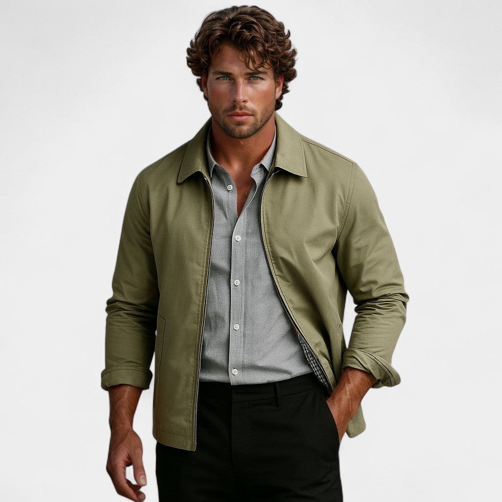 Men's Nylon Windbreaker – Minimalist Loose Straight Cut