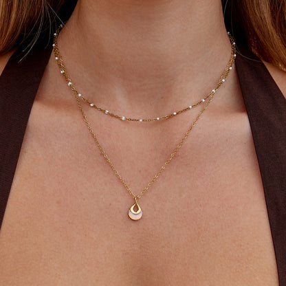 Clear White Stone in a Silver-Tone Setting Necklace