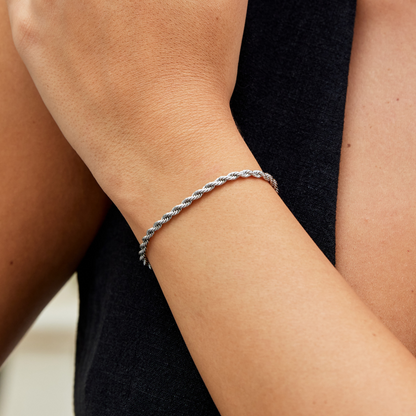 Fine Twist Link Silver-Tone Bracelet