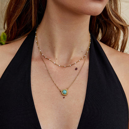 Soft Aqua Green Bead Vintage-Style Necklace