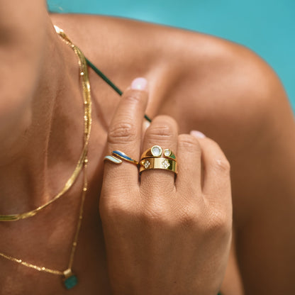 Soft Sea Blue Aquamarine Old-Style Wrap Ring