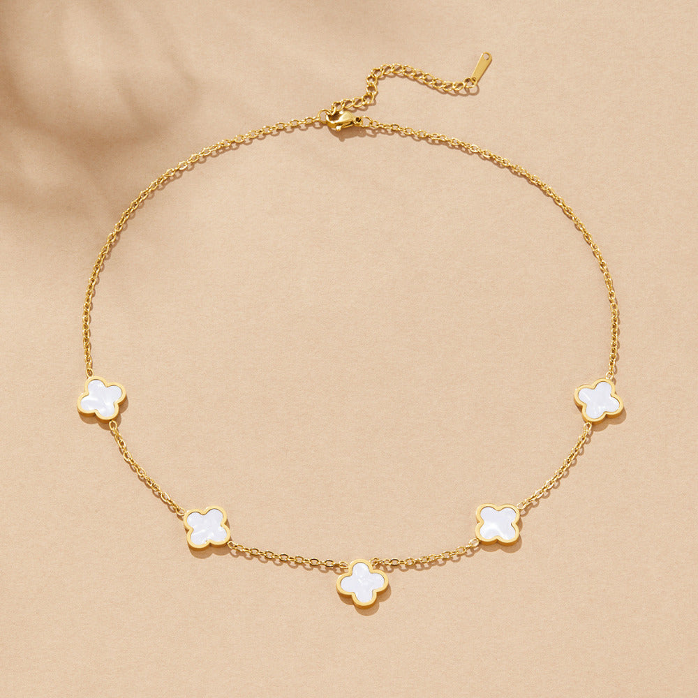 Scattered White Clover Cluster Chain Necklace