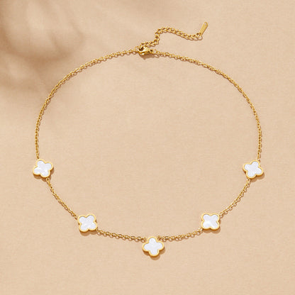 Scattered White Clover Cluster Chain Necklace