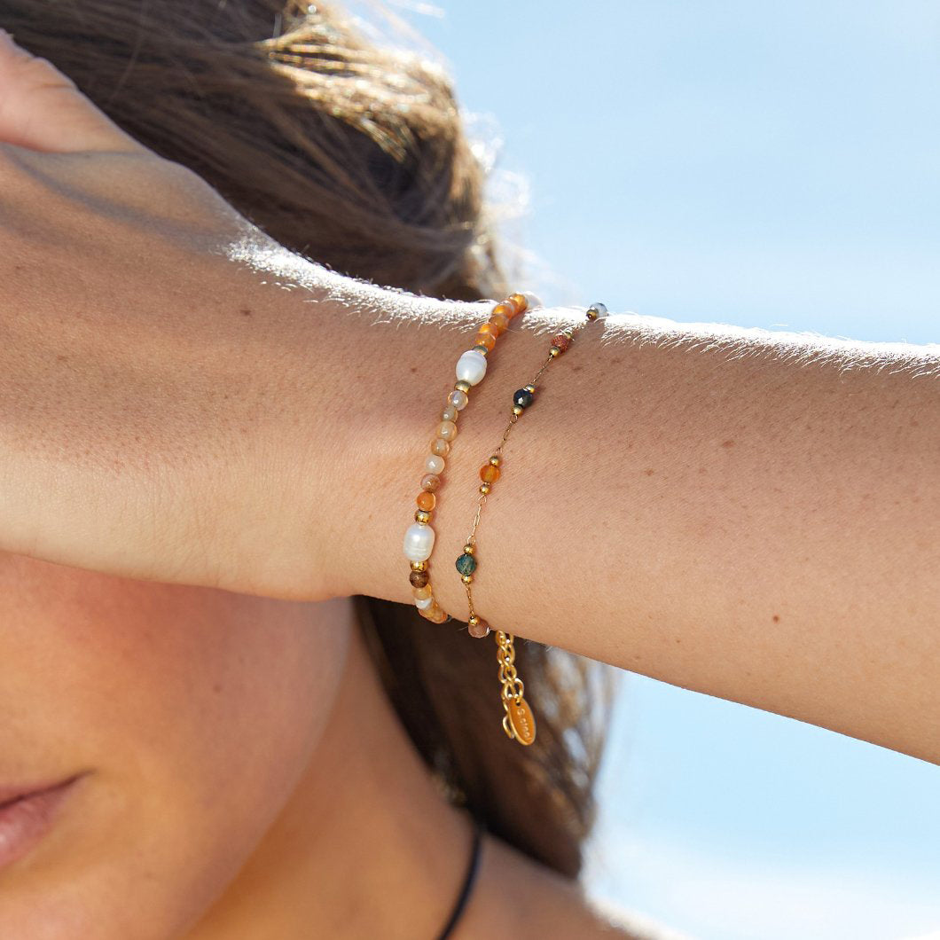 Banded Agate and Pearl Bracelet