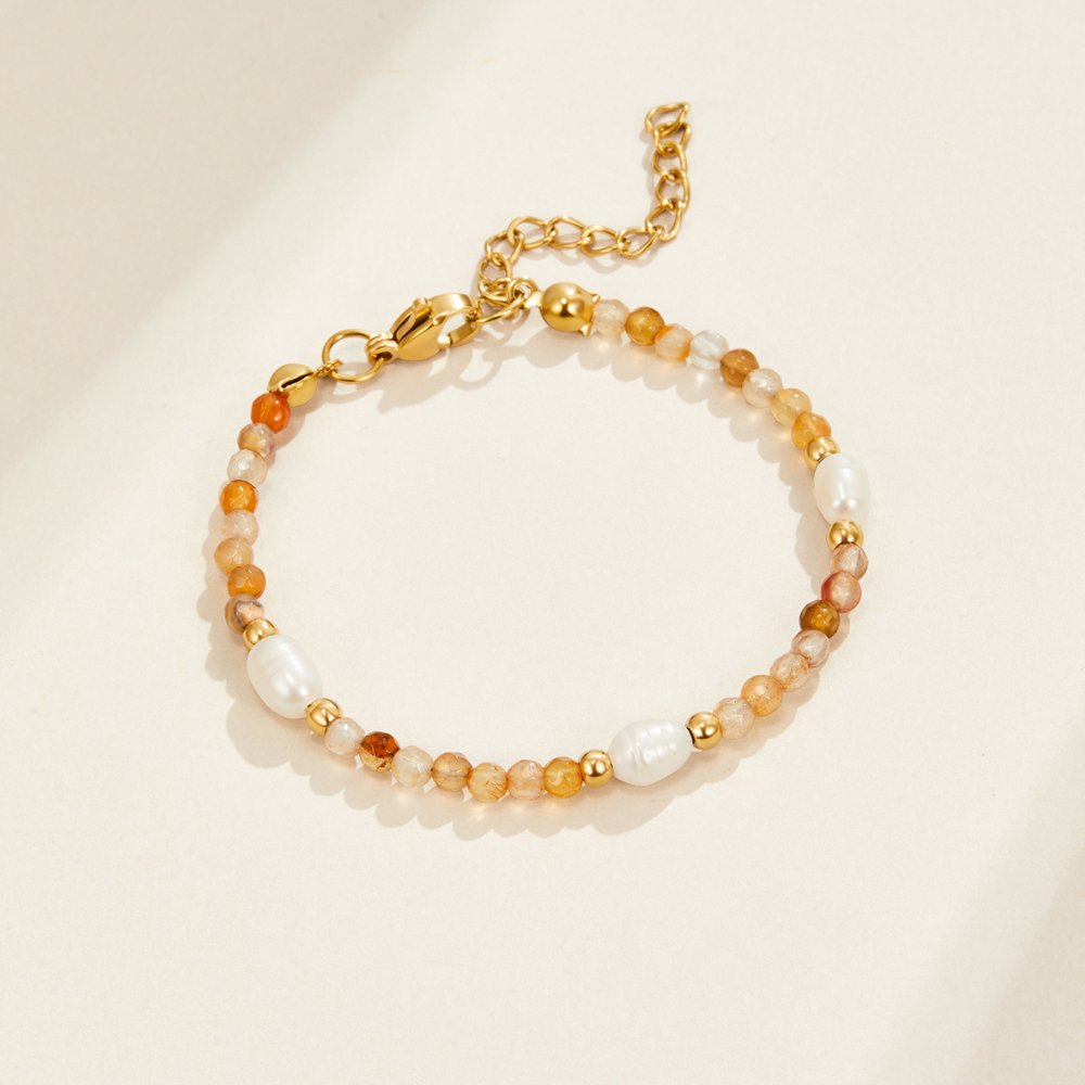 Banded Agate and Pearl Bracelet