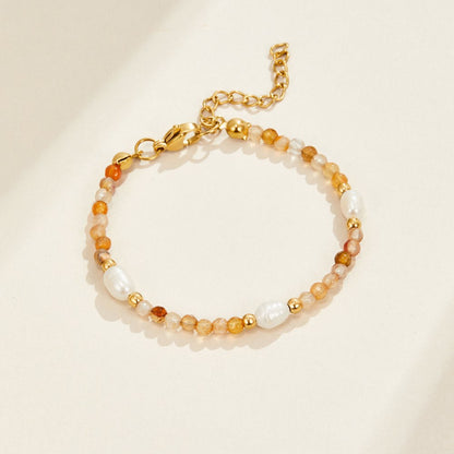 Banded Agate and Pearl Bracelet