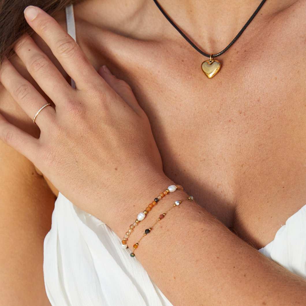Banded Agate and Pearl Bracelet