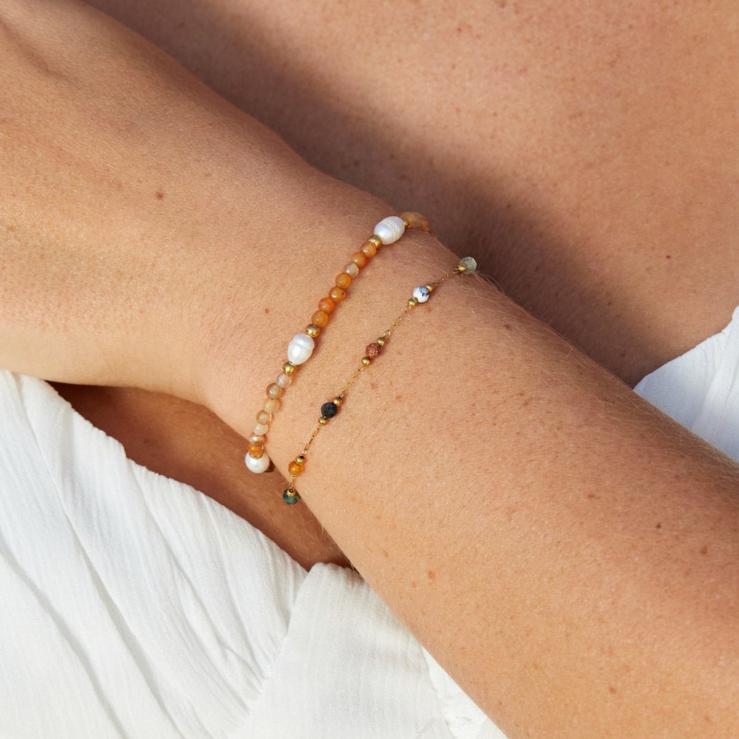 Banded Agate and Pearl Bracelet
