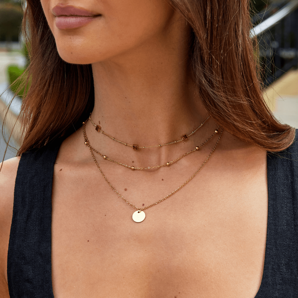 Alberta Warm Red Crystal Drop Chain Necklace