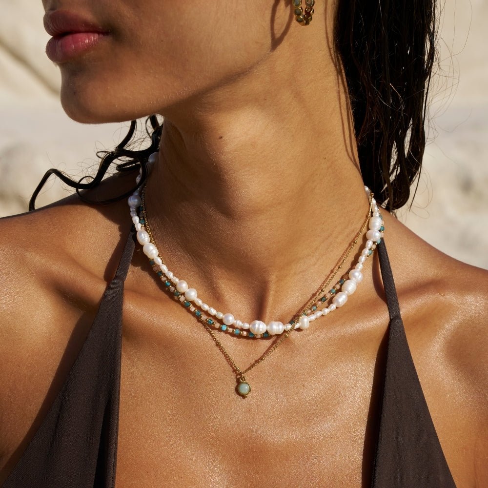 Alea Small Pearl Bead Fine Chain Necklace