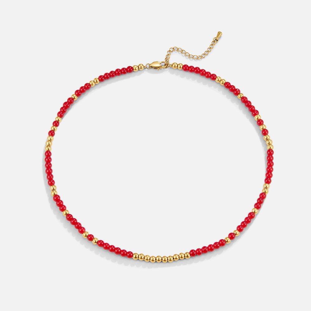 Alea Sunlit Coral Red Beaded Strand Necklace