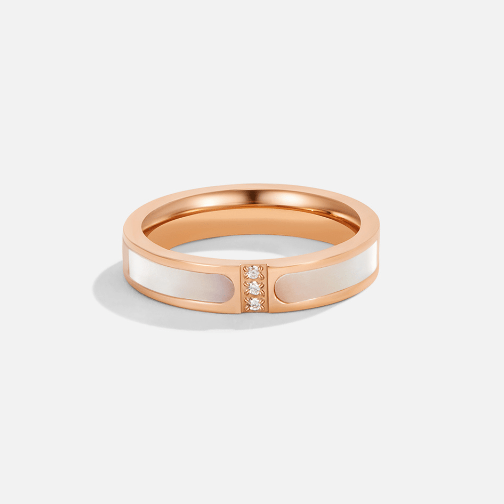 Alona Slim Band Ring with Mother of Pearl