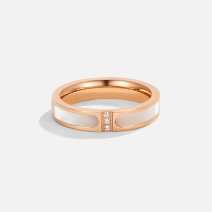Alona Slim Band Ring with Mother of Pearl