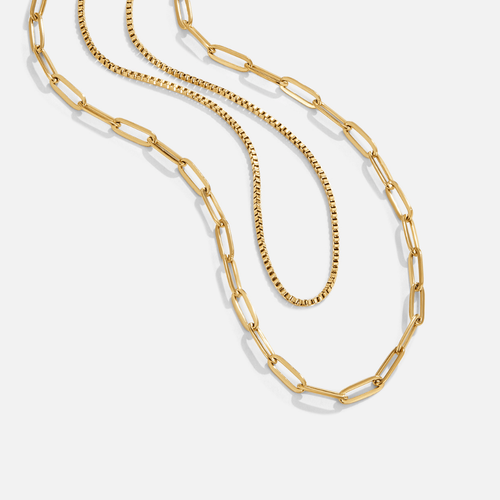 Amanda Triple Strand Gold-Tone Chain Necklace