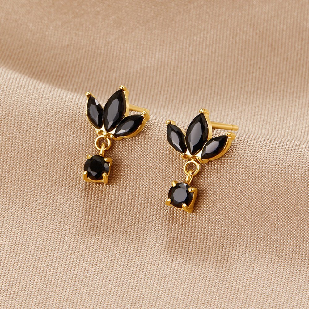 Amara Dark Crystal Flower Head Stud Earrings