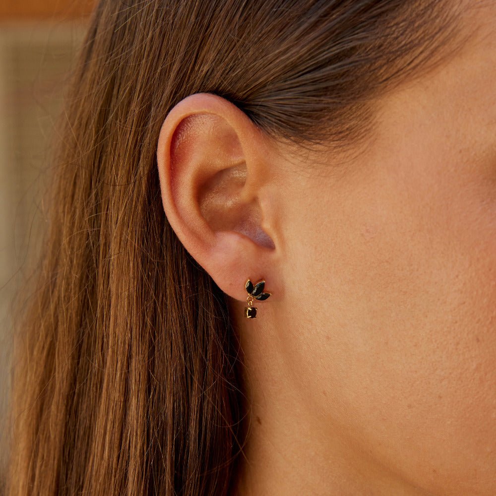 Amara Dark Crystal Flower Head Stud Earrings