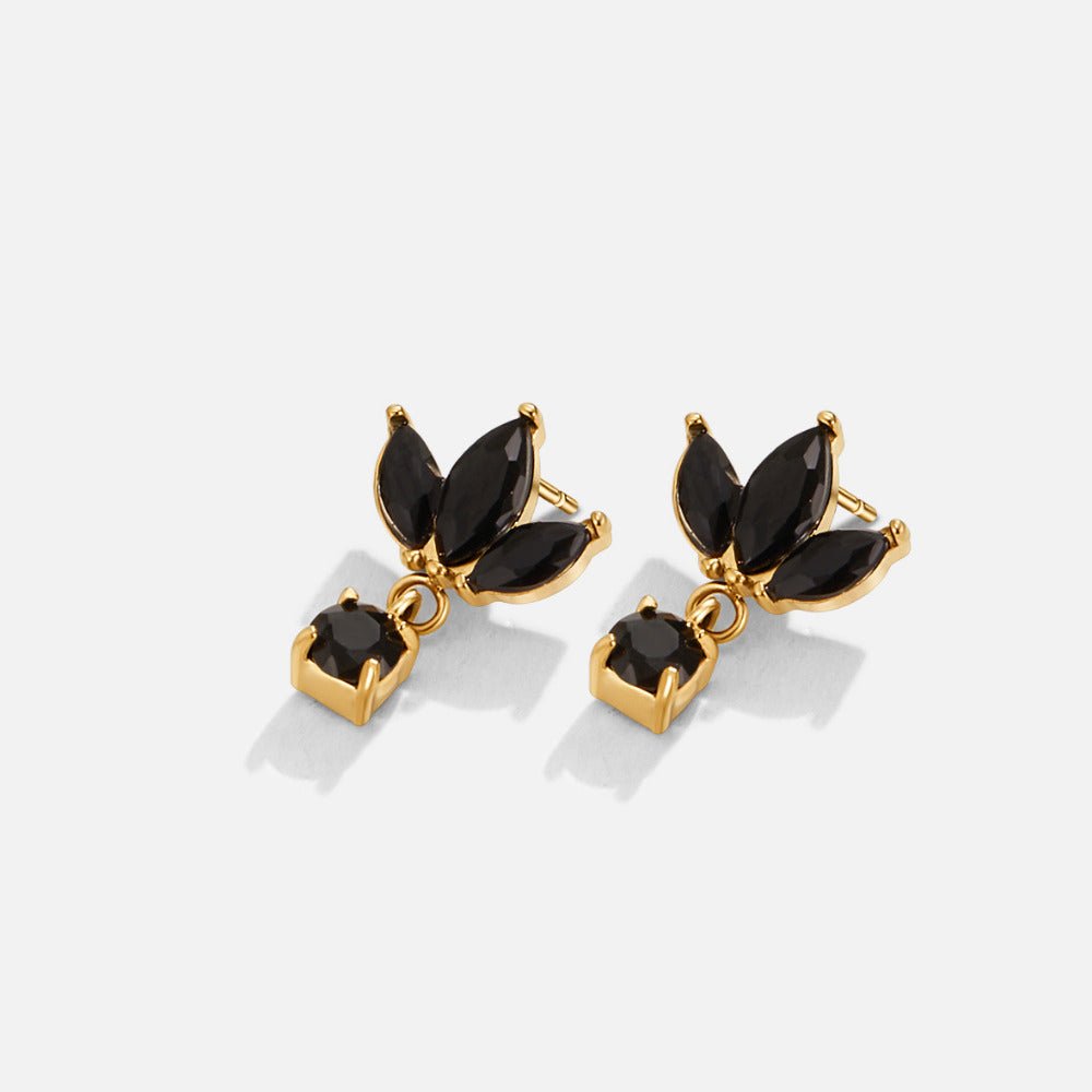Amara Dark Crystal Flower Head Stud Earrings