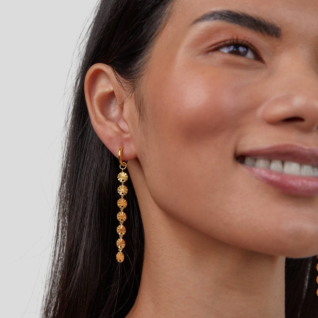 Amari Flat Round Disc Gold-Tone Earrings