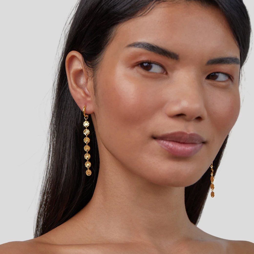 Amari Flat Round Disc Gold-Tone Earrings