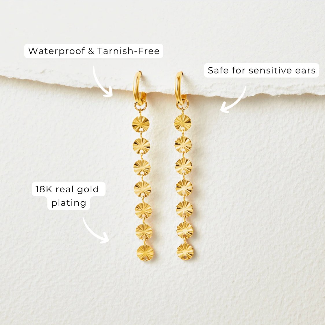 Amari Flat Round Disc Gold-Tone Earrings