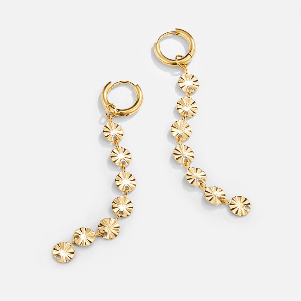 Amari Flat Round Disc Gold-Tone Earrings