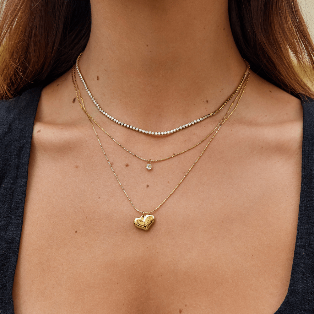 Amari Double Strand Heart Charm Necklace