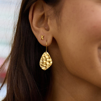 Amaya Beaten Texture Gold-Tone Drop Earrings