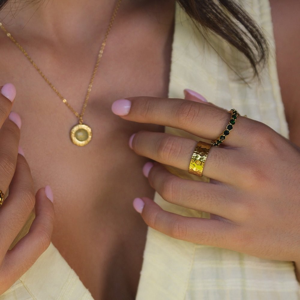 Amaya Softly Hammered Gold-Tone Band Ring