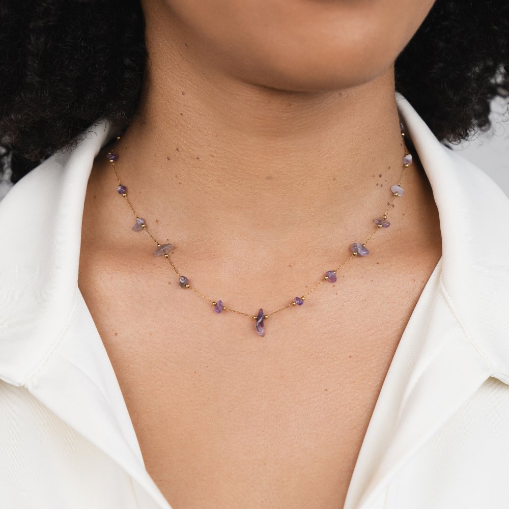 Soft Purple Crystal Beaded Strand Necklace
