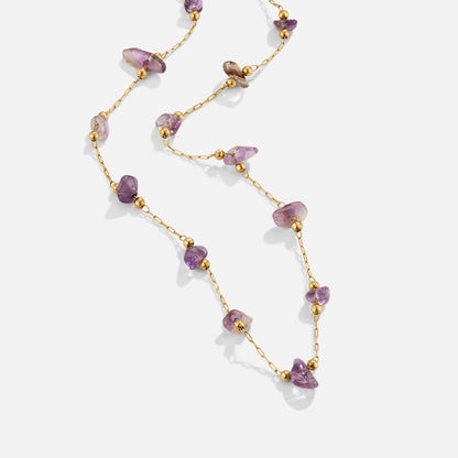 Soft Purple Crystal Beaded Strand Necklace