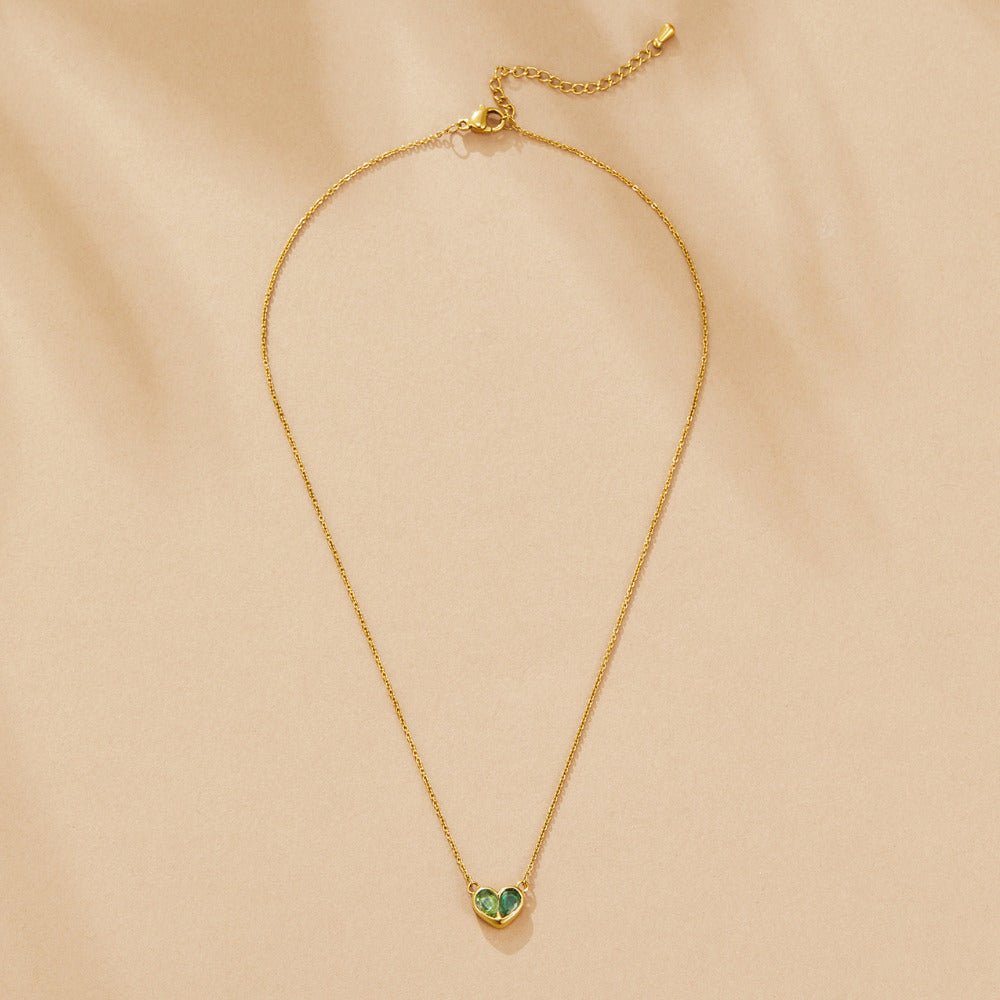 Amore Crystal-Set Heart Pendant Necklace