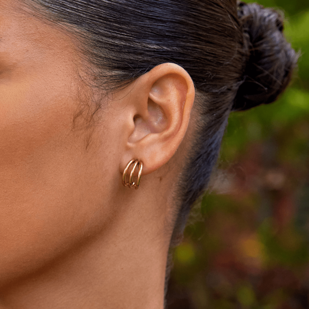 Anaya Stacked Trio Gold-Tone Hoop Earrings