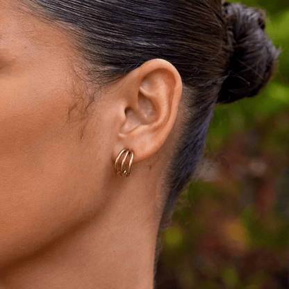 Anaya Stacked Trio Gold-Tone Hoop Earrings