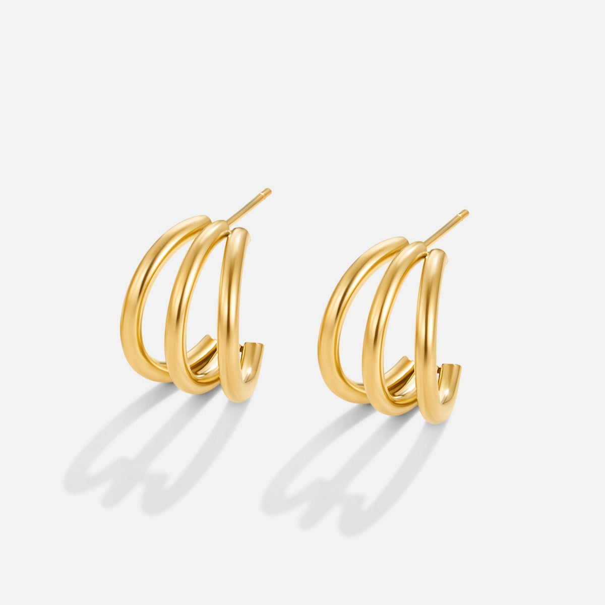 Anaya Stacked Trio Gold-Tone Hoop Earrings