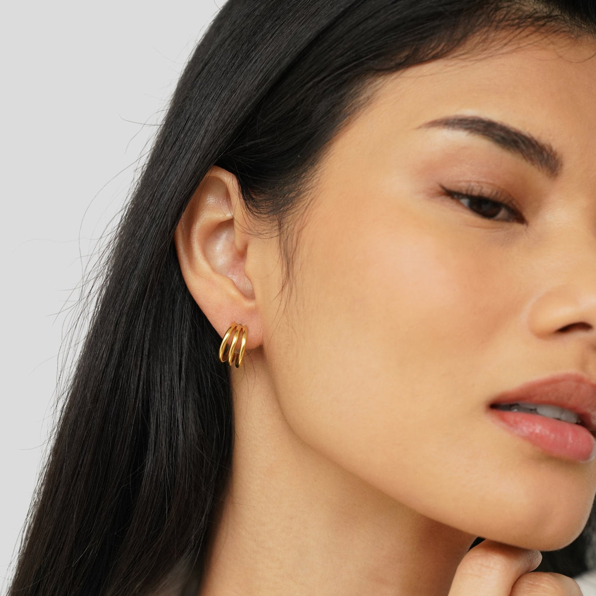 Anaya Stacked Trio Gold-Tone Hoop Earrings