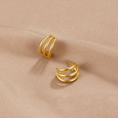 Anaya Stacked Trio Gold-Tone Hoop Earrings
