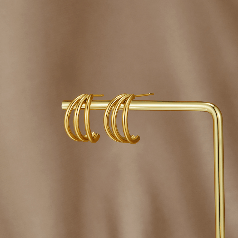 Anaya Stacked Trio Gold-Tone Hoop Earrings