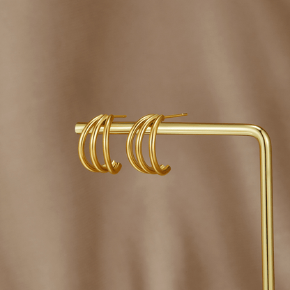 Anaya Stacked Trio Gold-Tone Hoop Earrings