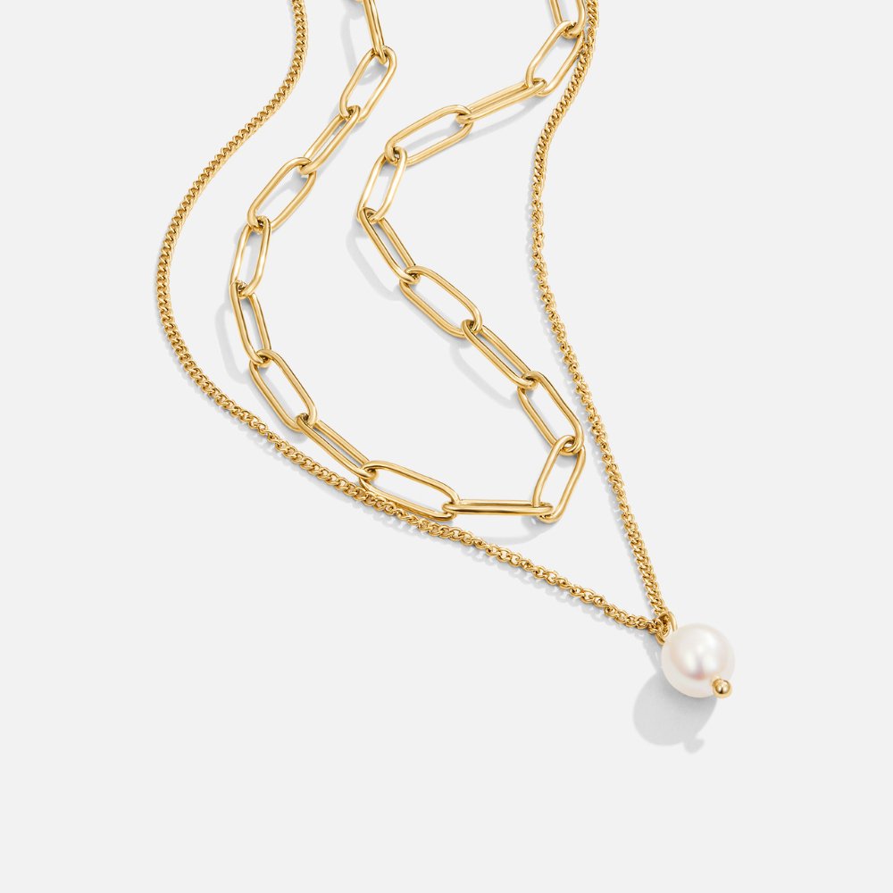 Angela Single Pearl Gold-Tone Chain Necklace