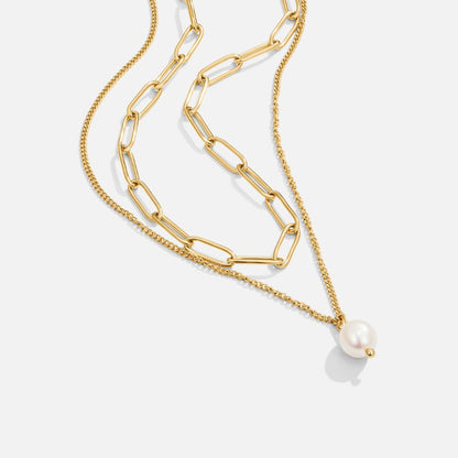 Angela Single Pearl Gold-Tone Chain Necklace
