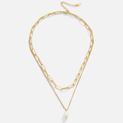 Angela Single Pearl Gold-Tone Chain Necklace